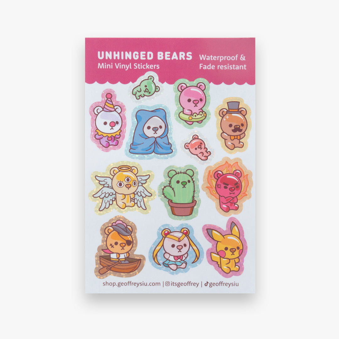 Unhinged Bears Mini Vinyl Sticker Sheet