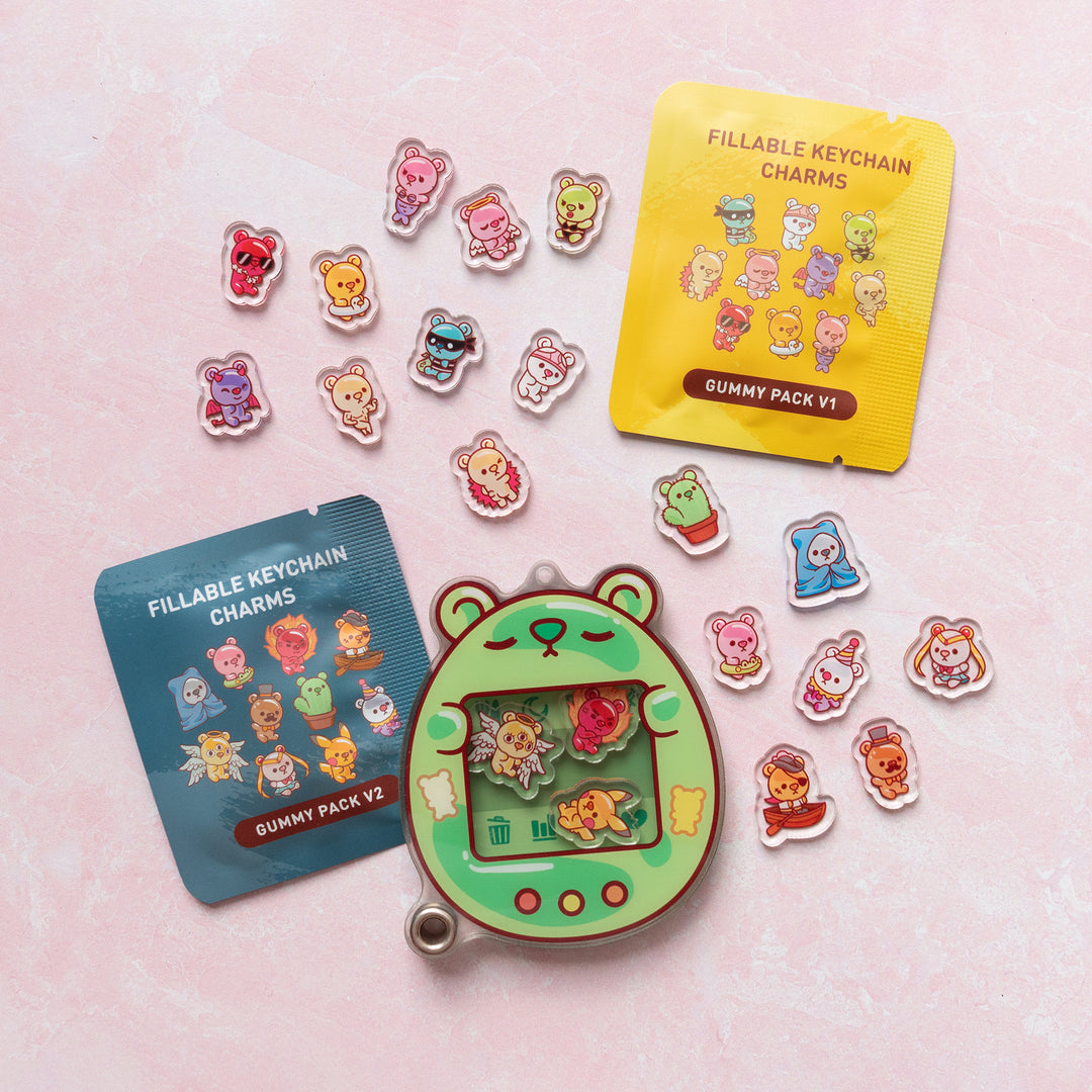 Gummy Bear Fillable Keychain Charms Blind Booster Packs