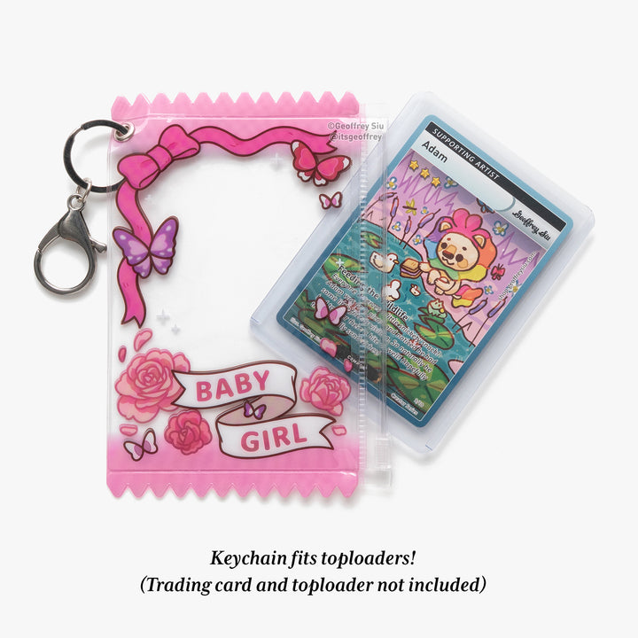 Baby Girl Photo Card Holder Keychain