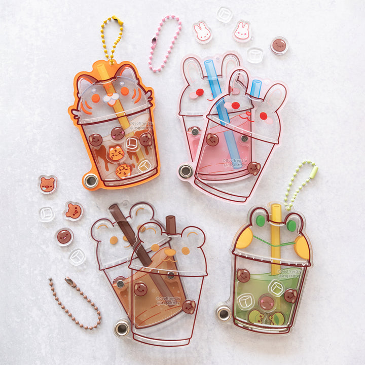 Strawberry Bunny Fillable Shaker Keychain (3.5")