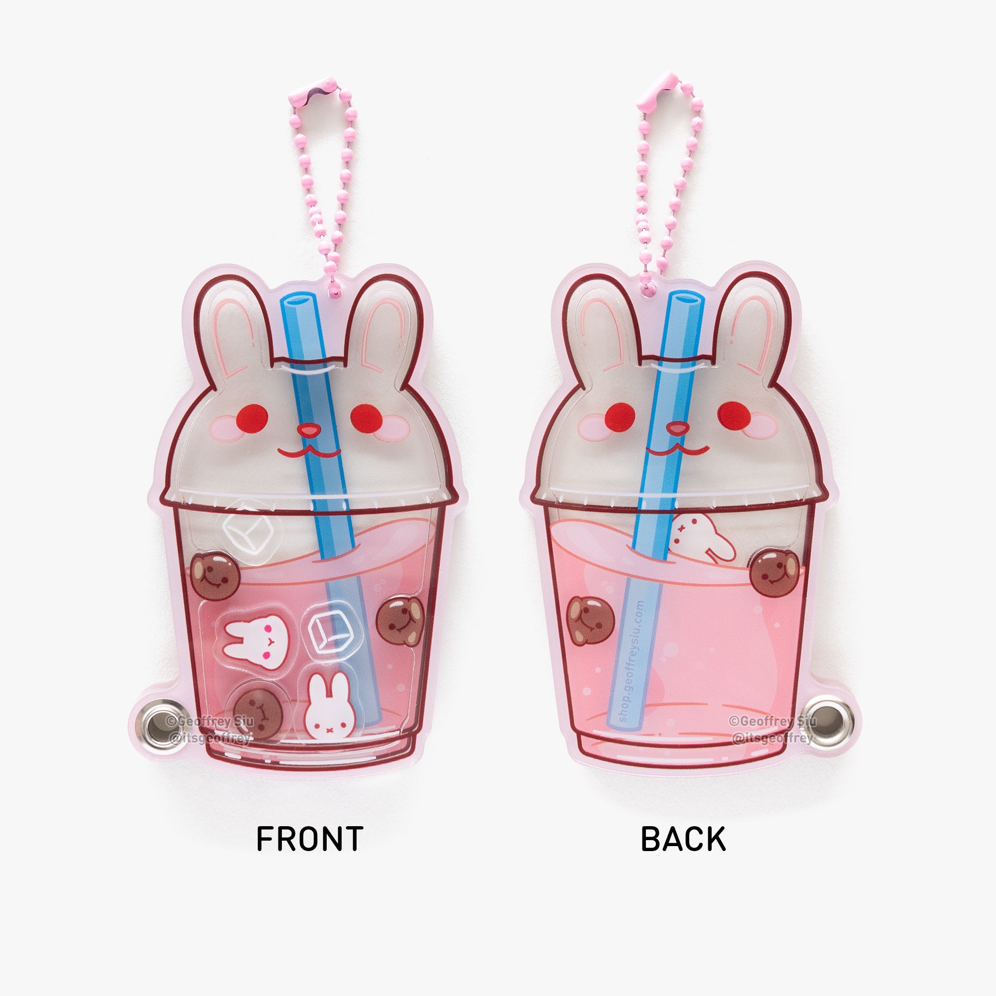 Strawberry Bunny Fillable Shaker Keychain (3.5