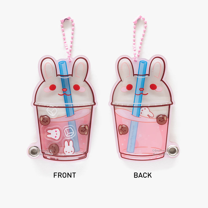 Strawberry Bunny Fillable Shaker Keychain (3.5")