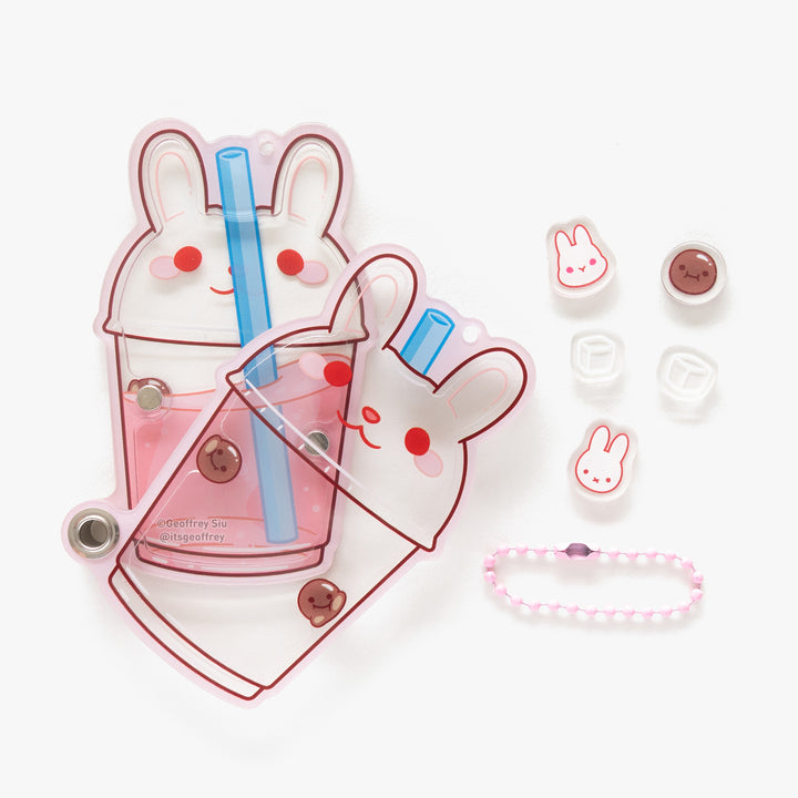 Strawberry Bunny Fillable Shaker Keychain (3.5")