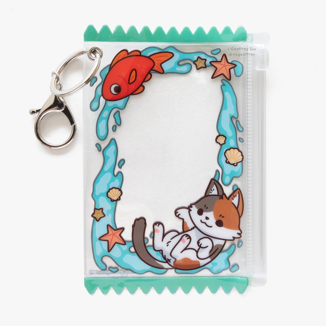 Calico Cat Photo Card Holder Keychain