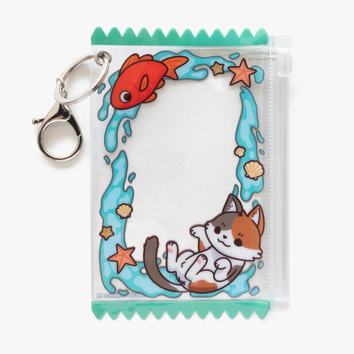 Calico Cat Photo Card Holder Keychain