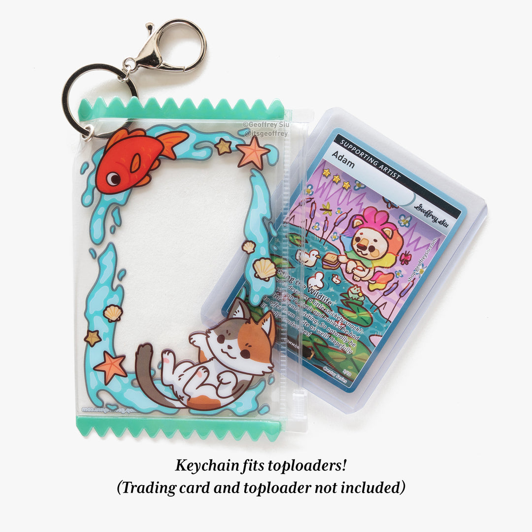 Calico Cat Photo Card Holder Keychain