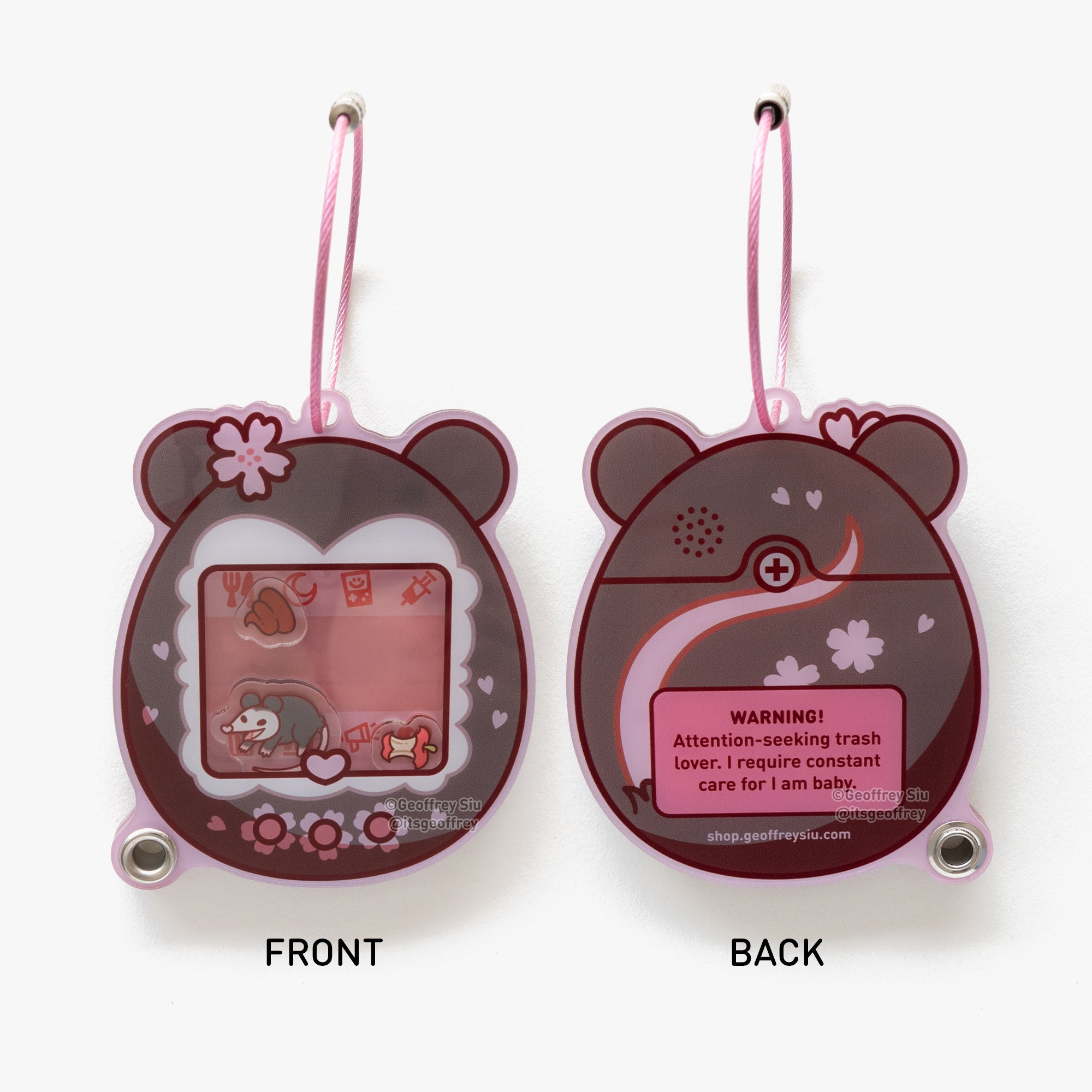 Cherry 'Possum Virtual Pet Fillable Shaker Keychain – Geoffrey Siu