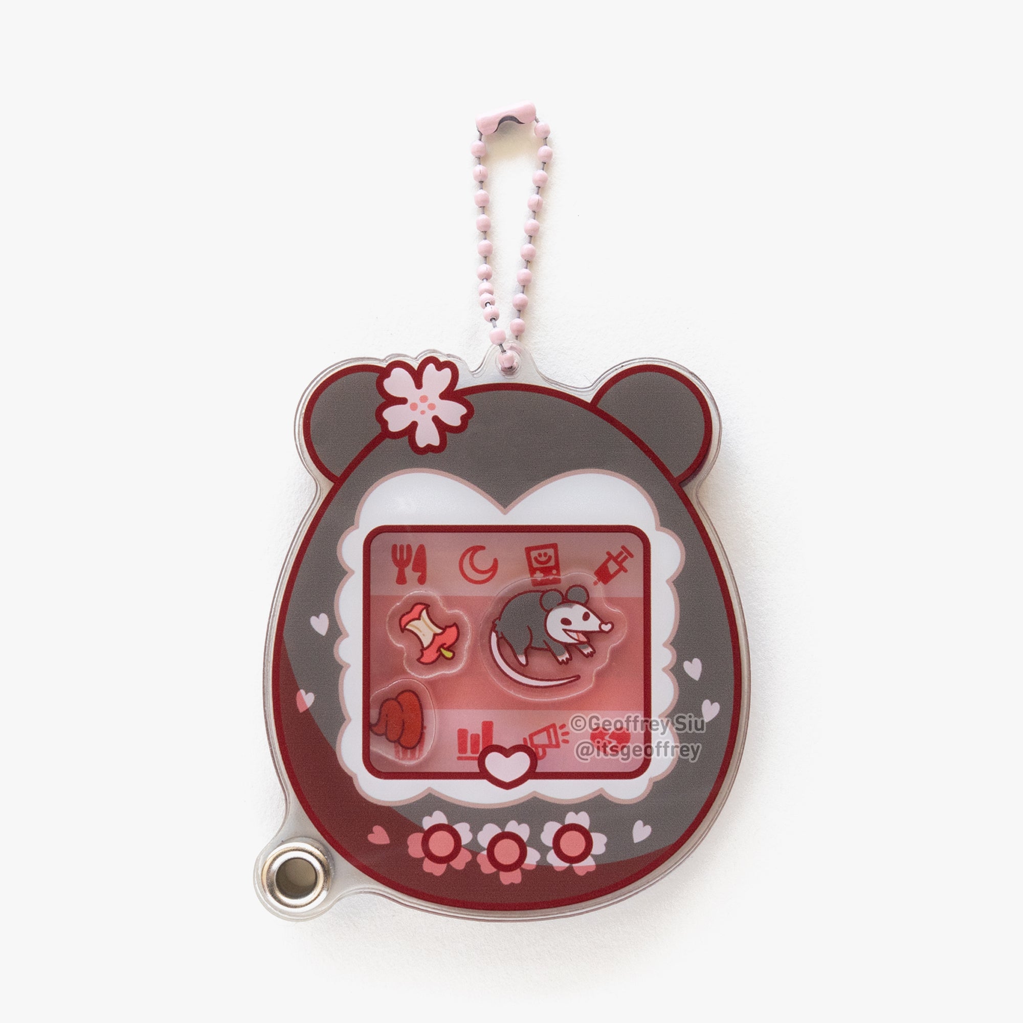 Cherry 'Possum Virtual Pet Fillable Shaker Keychain