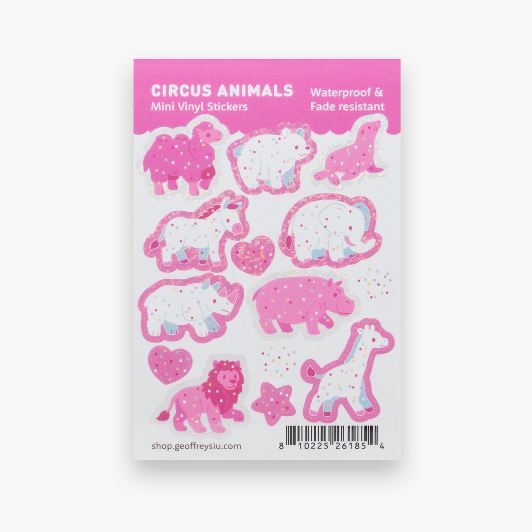 Circus Animals Mini Vinyl Sticker Sheets