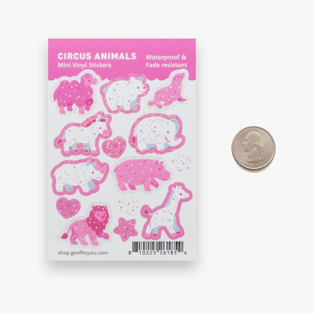 Circus Animals Mini Vinyl Sticker Sheets