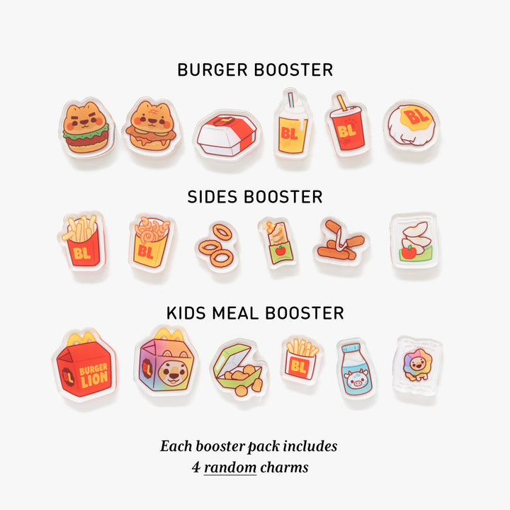 Burger Lion Fillable Keychain Charms Blind Booster Packs