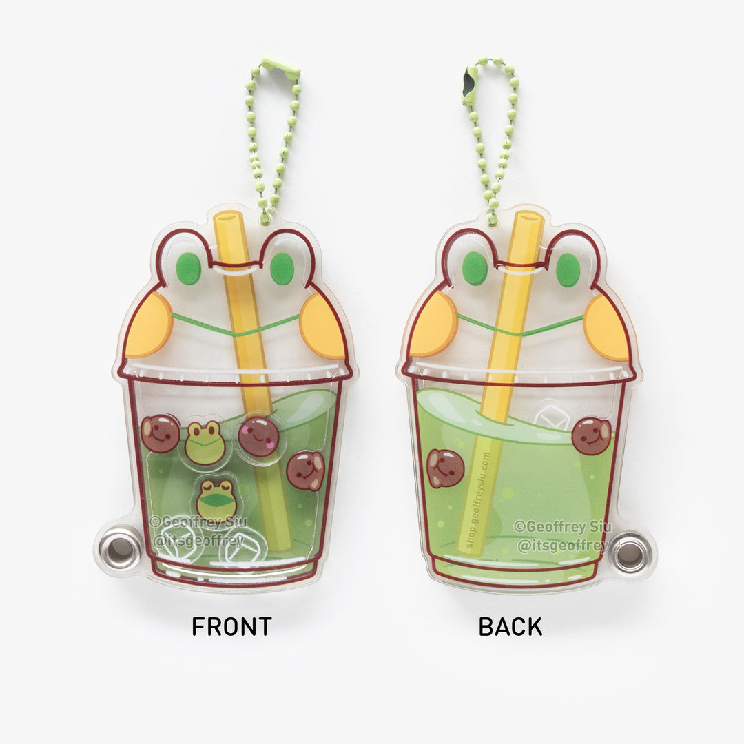 Matcha Latte Frog Fillable Shaker Keychain (3.375")