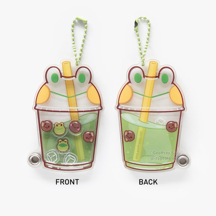 Matcha Latte Frog Fillable Shaker Keychain (3.375")