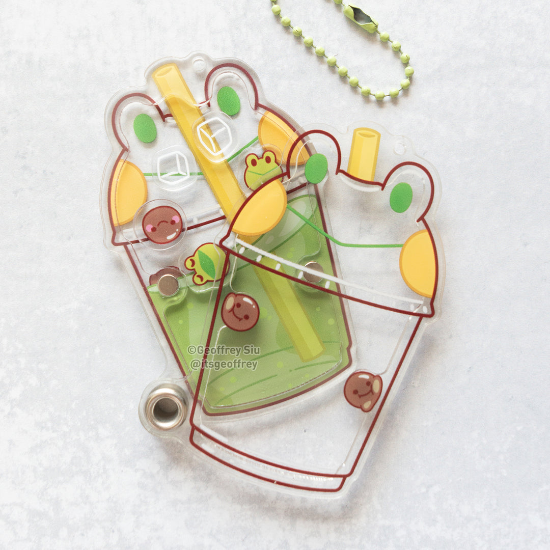 Matcha Latte Frog Fillable Shaker Keychain (3.375")