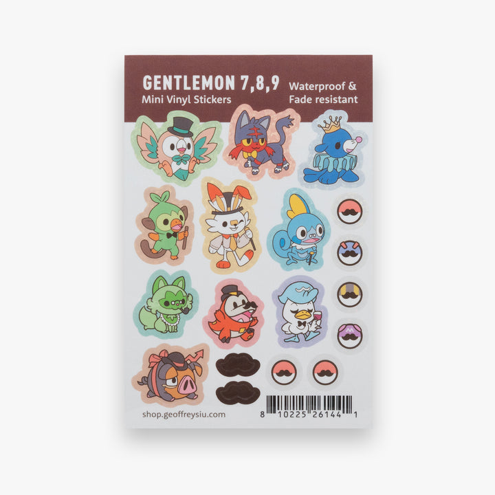 Gentlemon 7, 8, 9 Mini Vinyl Sticker Sheet