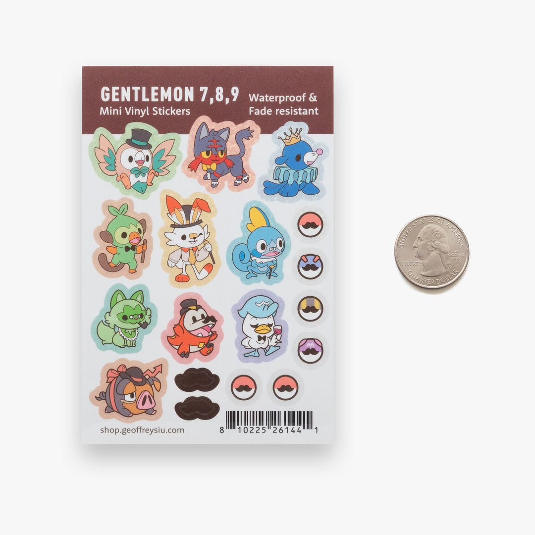 Gentlemon 7, 8, 9 Mini Vinyl Sticker Sheet