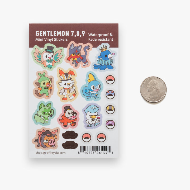 Gentlemon 7, 8, 9 Mini Vinyl Sticker Sheet