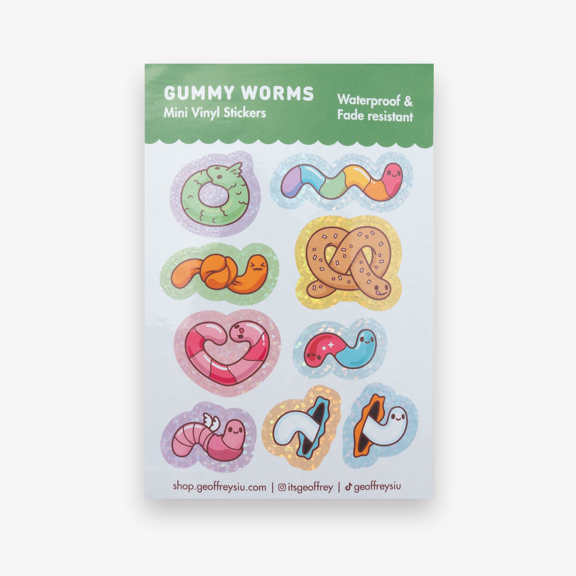 Gummy Worms Mini Vinyl Sticker Sheet – Geoffrey Siu Art LLC