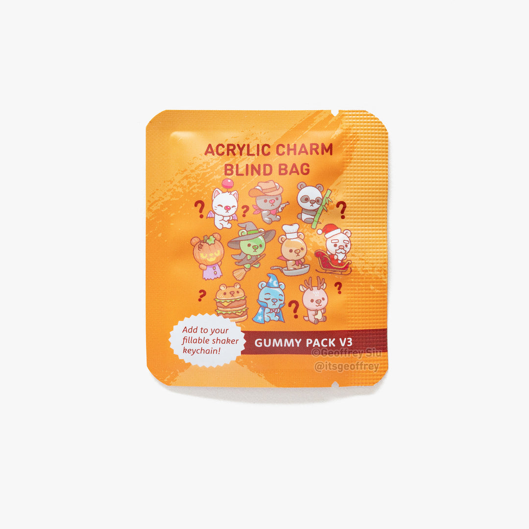 Gummy Bear Fillable Keychain Charms Blind Booster Packs