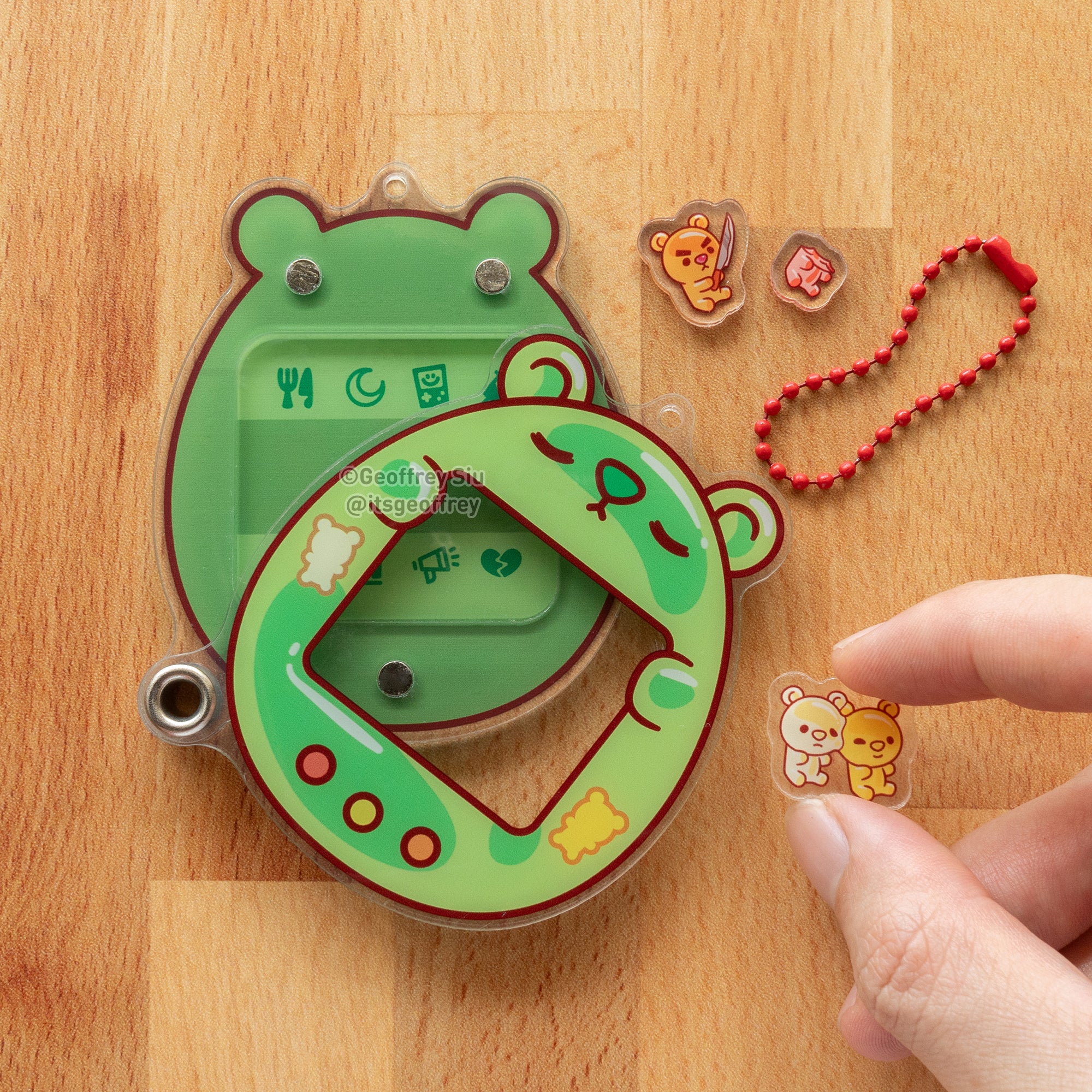 Gummy Bear Virtual Pet Fillable Shaker Keychain