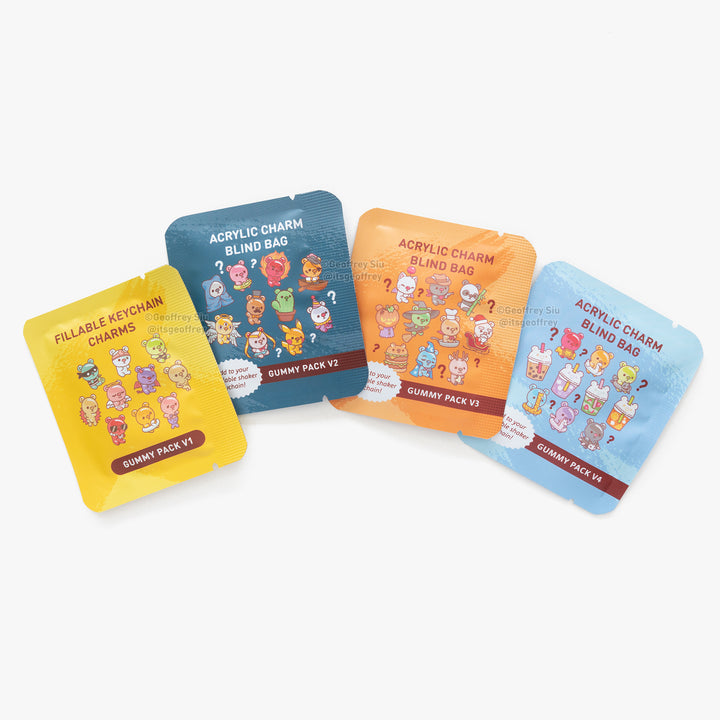 Gummy Bear Fillable Keychain Charms Blind Booster Packs