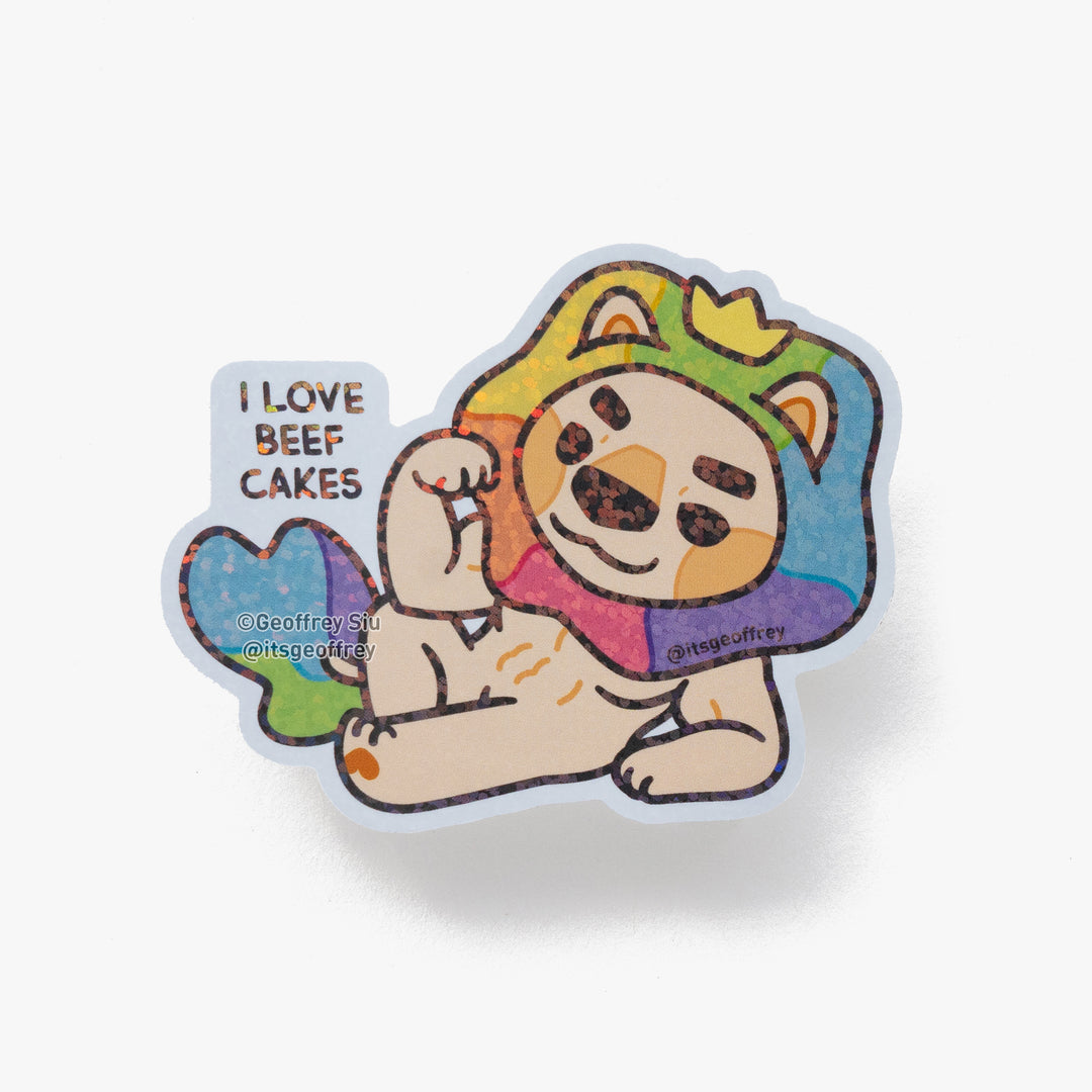 I Love Beefcakes Steve Glitter Sticker (3")