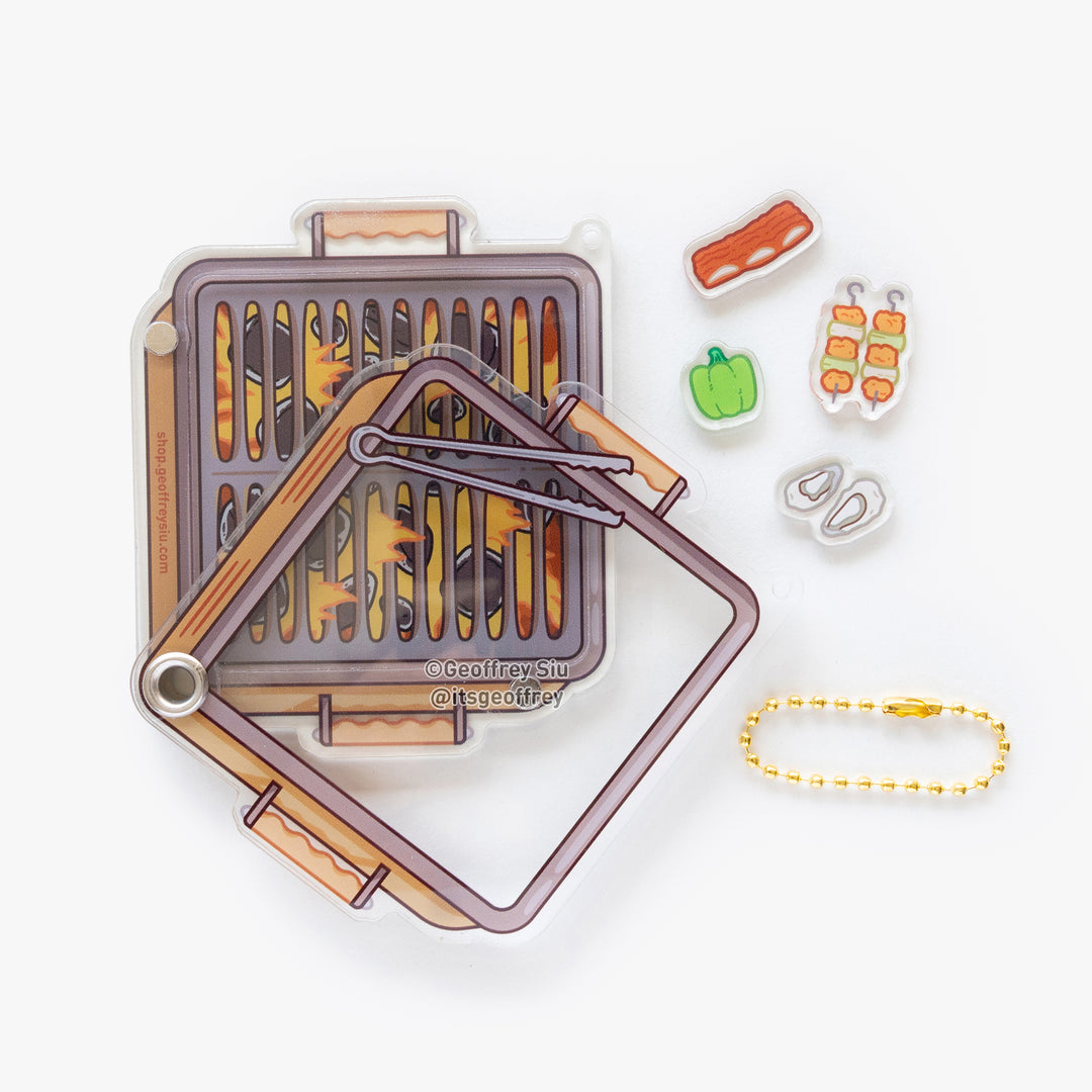 BBQ Grill Fillable Shaker Keychain (3.375")