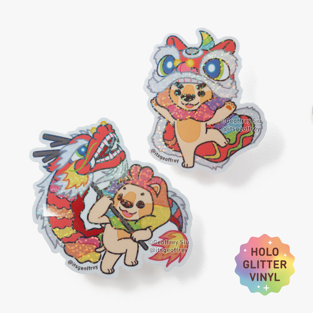 Lunar New Year Lion Holographic Stickers