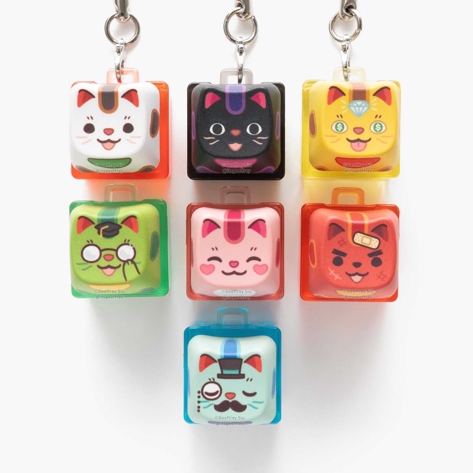 MAO Colorful Maneki Neko Clicky Keychains – Geoffrey Siu Art LLC