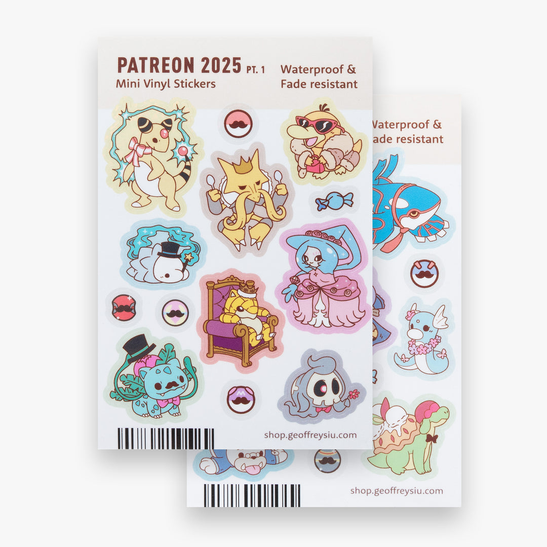 Patreon 2025 Mini Vinyl Sticker Sheets