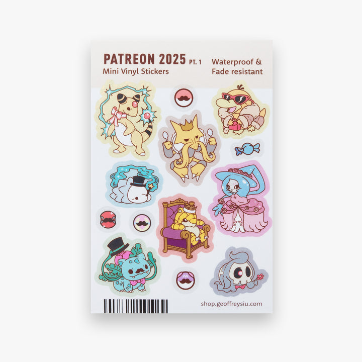 Patreon 2025 Mini Vinyl Sticker Sheets