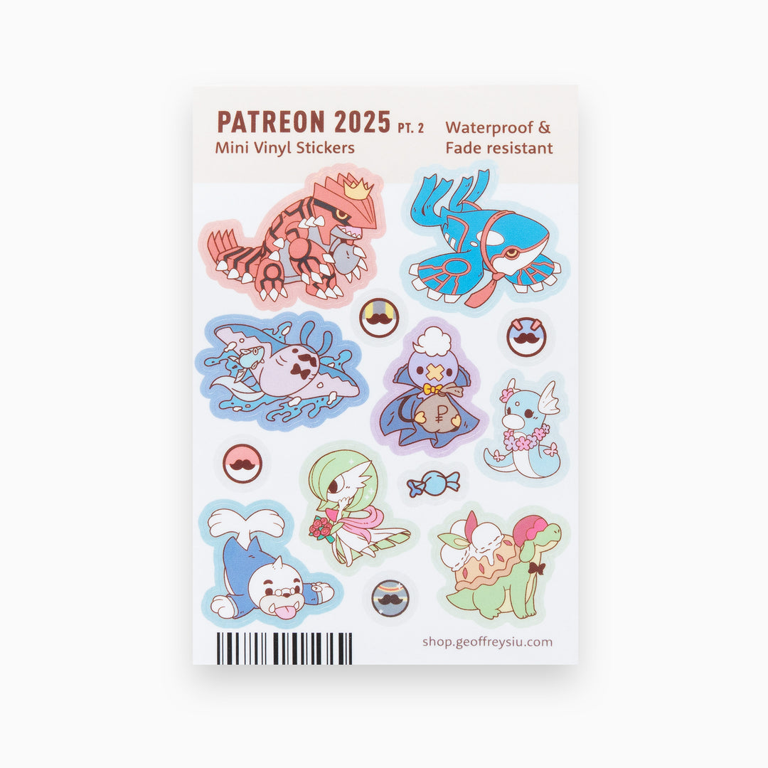 Patreon 2025 Mini Vinyl Sticker Sheets