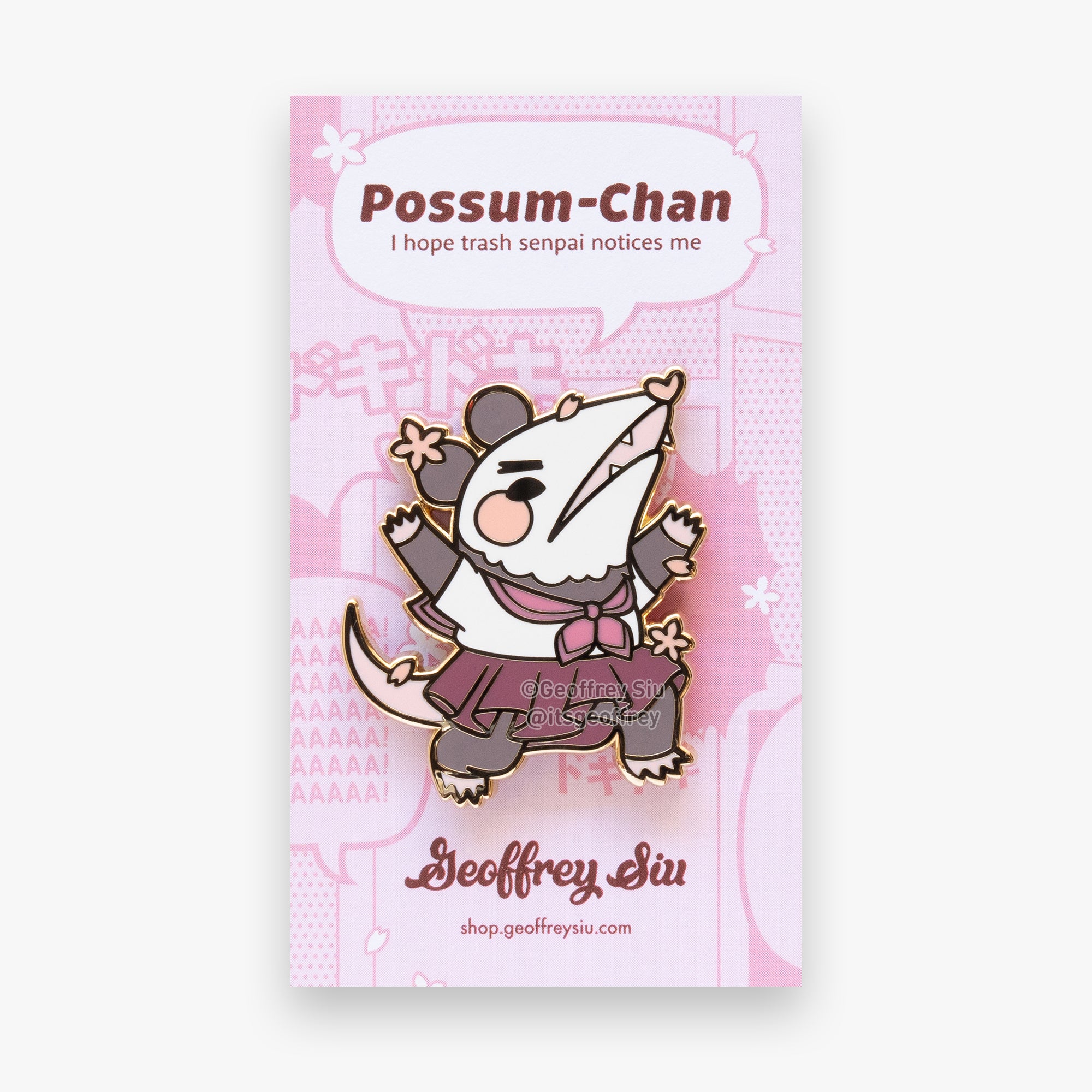 Cherry 'Possum-Chan Hard Enamel Pins
