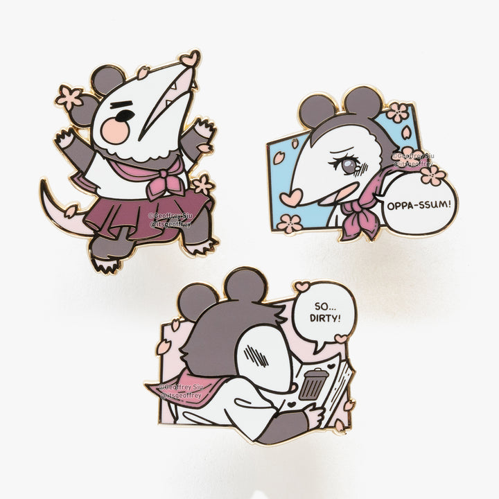 Cherry 'Possum-Chan Hard Enamel Pins