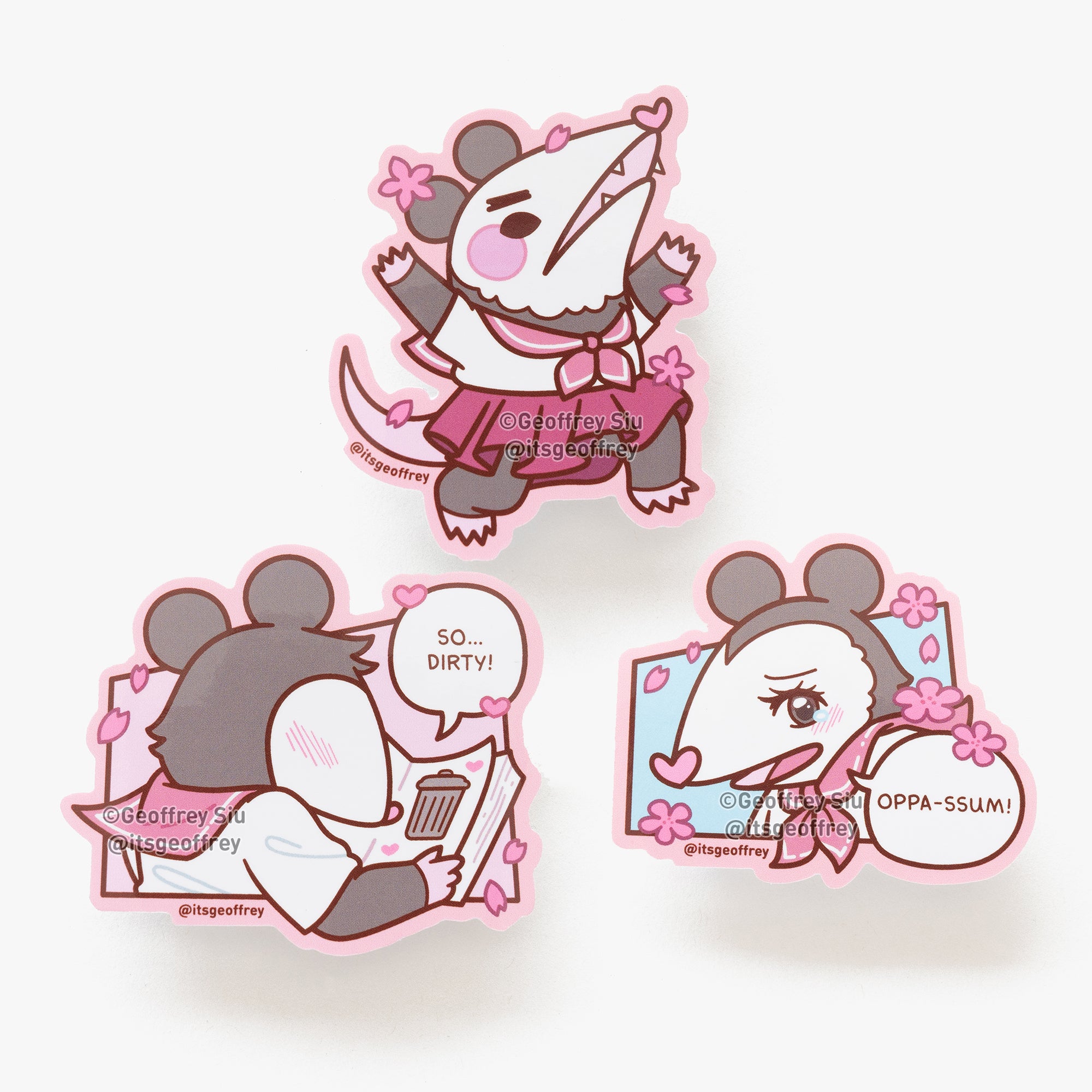 Cherry 'Possum-Chan Vinyl Stickers