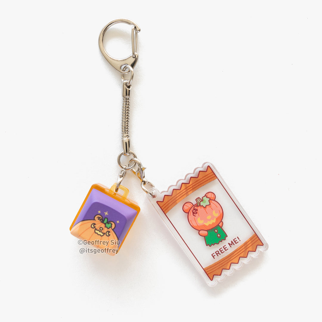 Pumpkin Bear Clicky Keychain