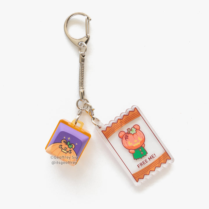Pumpkin Bear Clicky Keychain