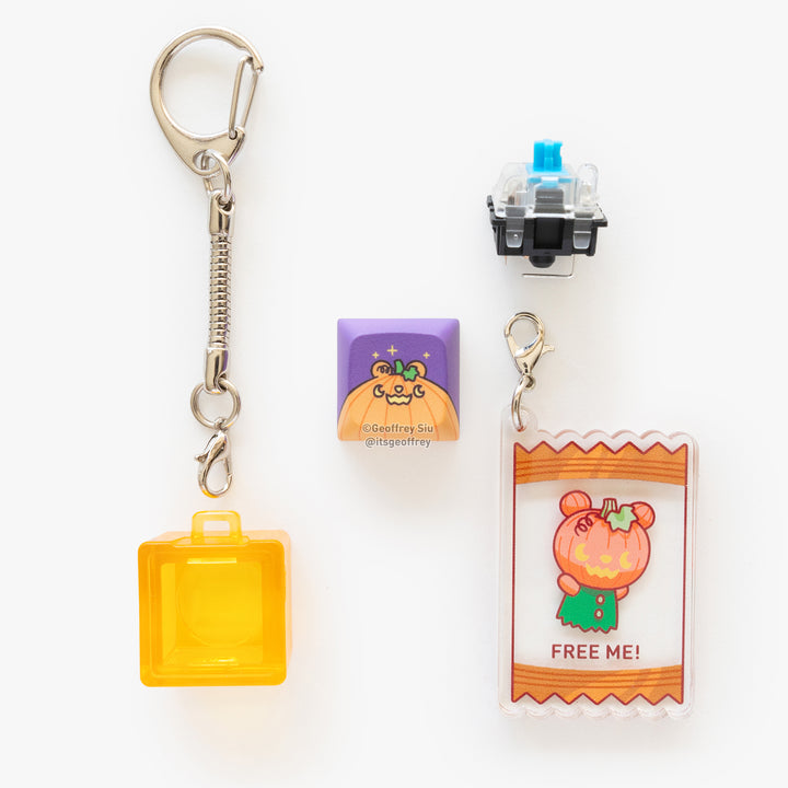 Pumpkin Bear Clicky Keychain