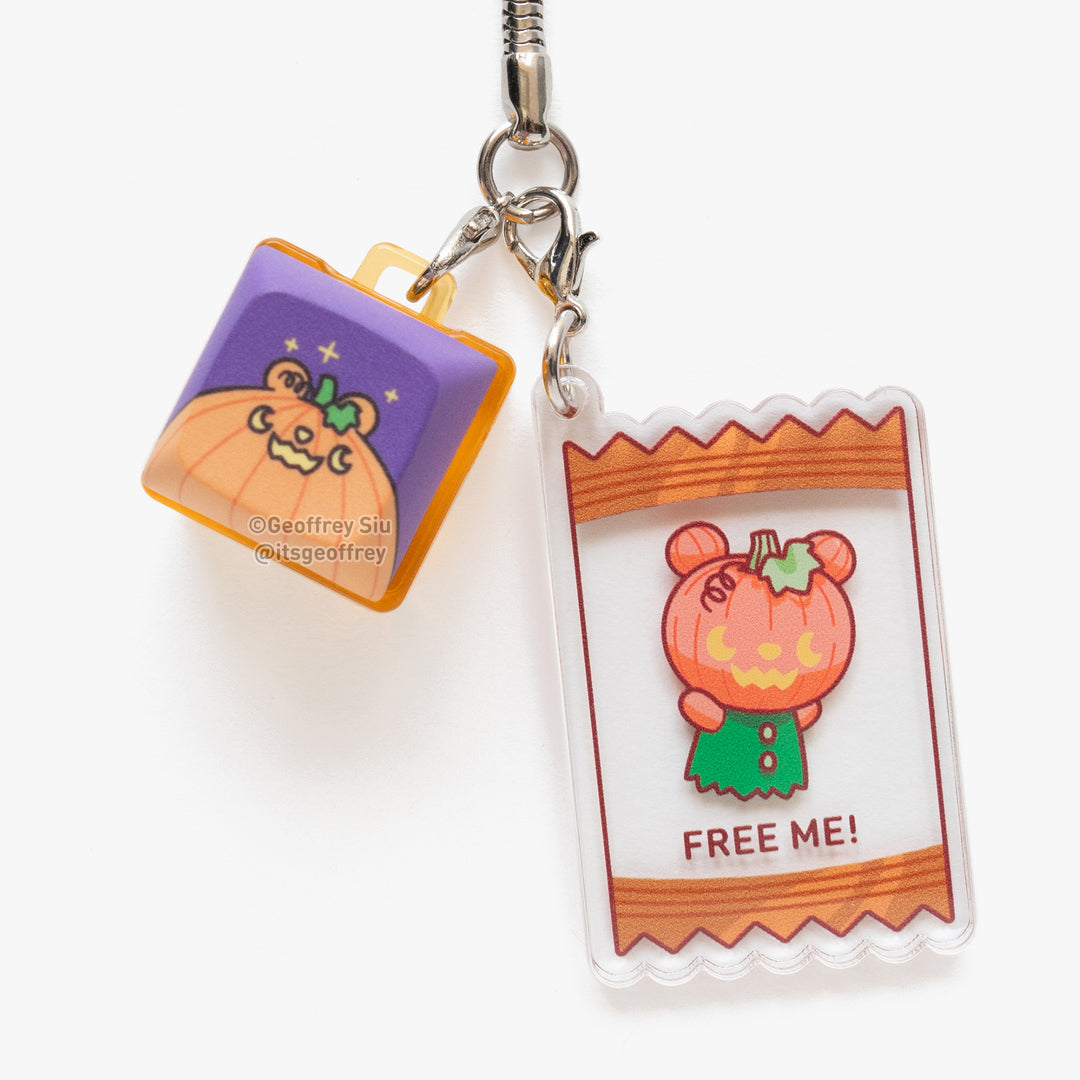 Pumpkin Bear Clicky Keychain