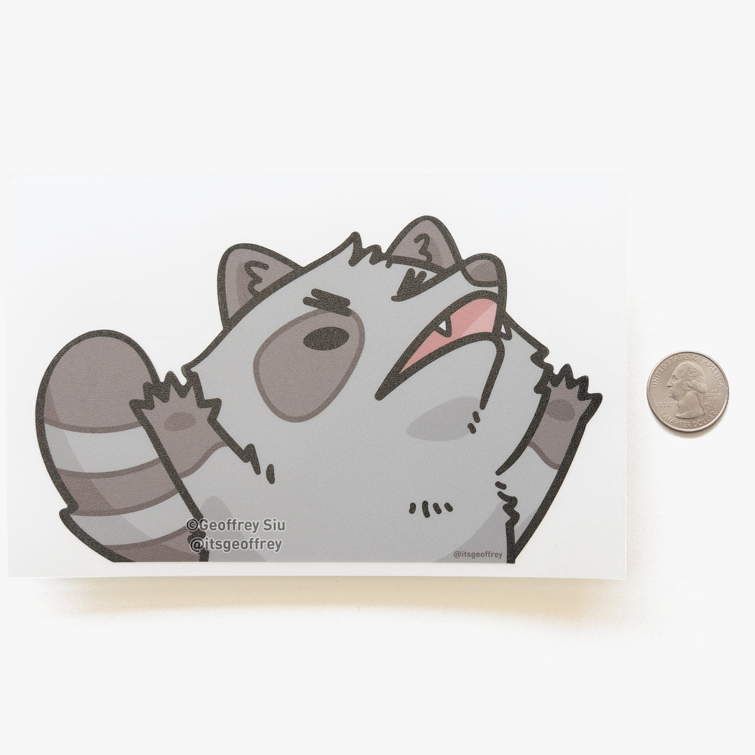 Raccoon Die Cut Vinyl Peeker Sticker (6.5")