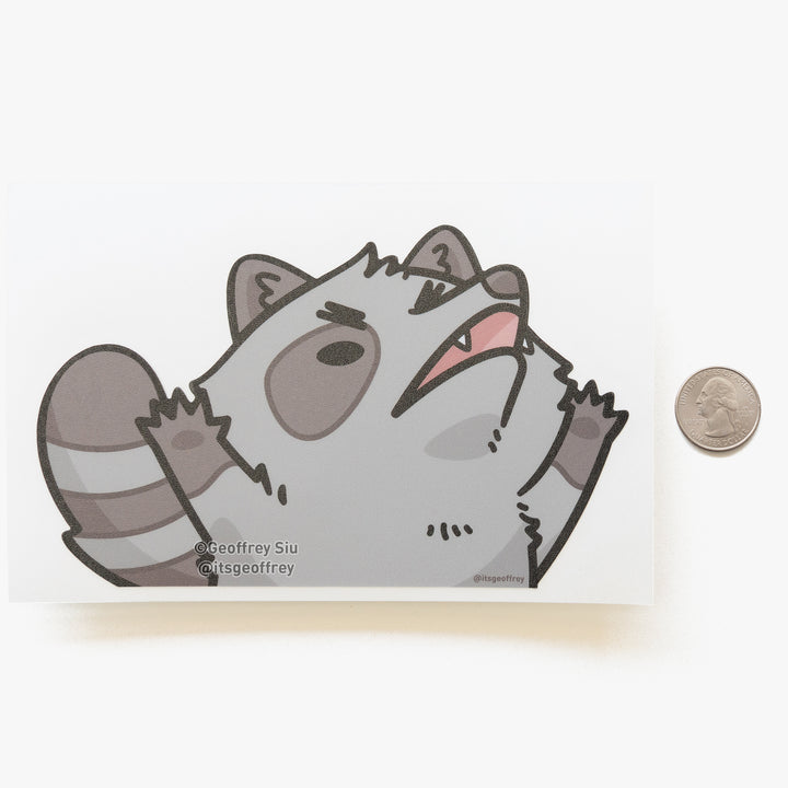 Raccoon Die Cut Vinyl Peeker Sticker (6.5")