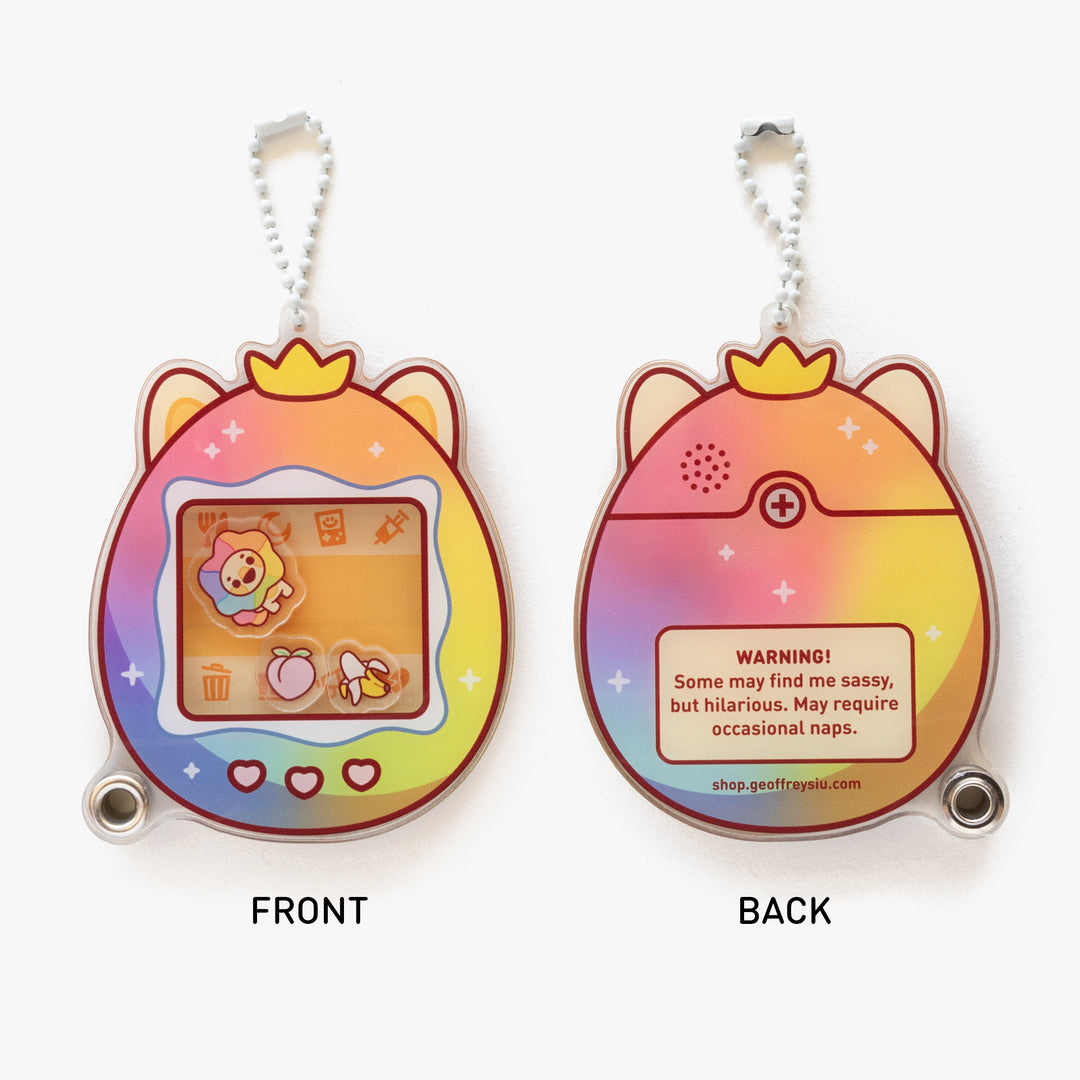 Rainbow Lion Virtual Pet Fillable Shaker Keychain