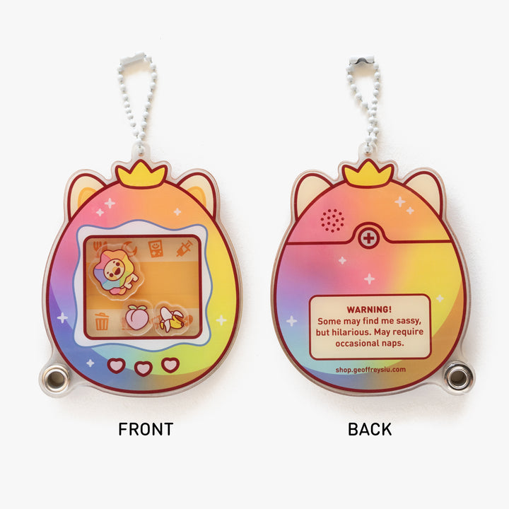Rainbow Lion Virtual Pet Fillable Shaker Keychain