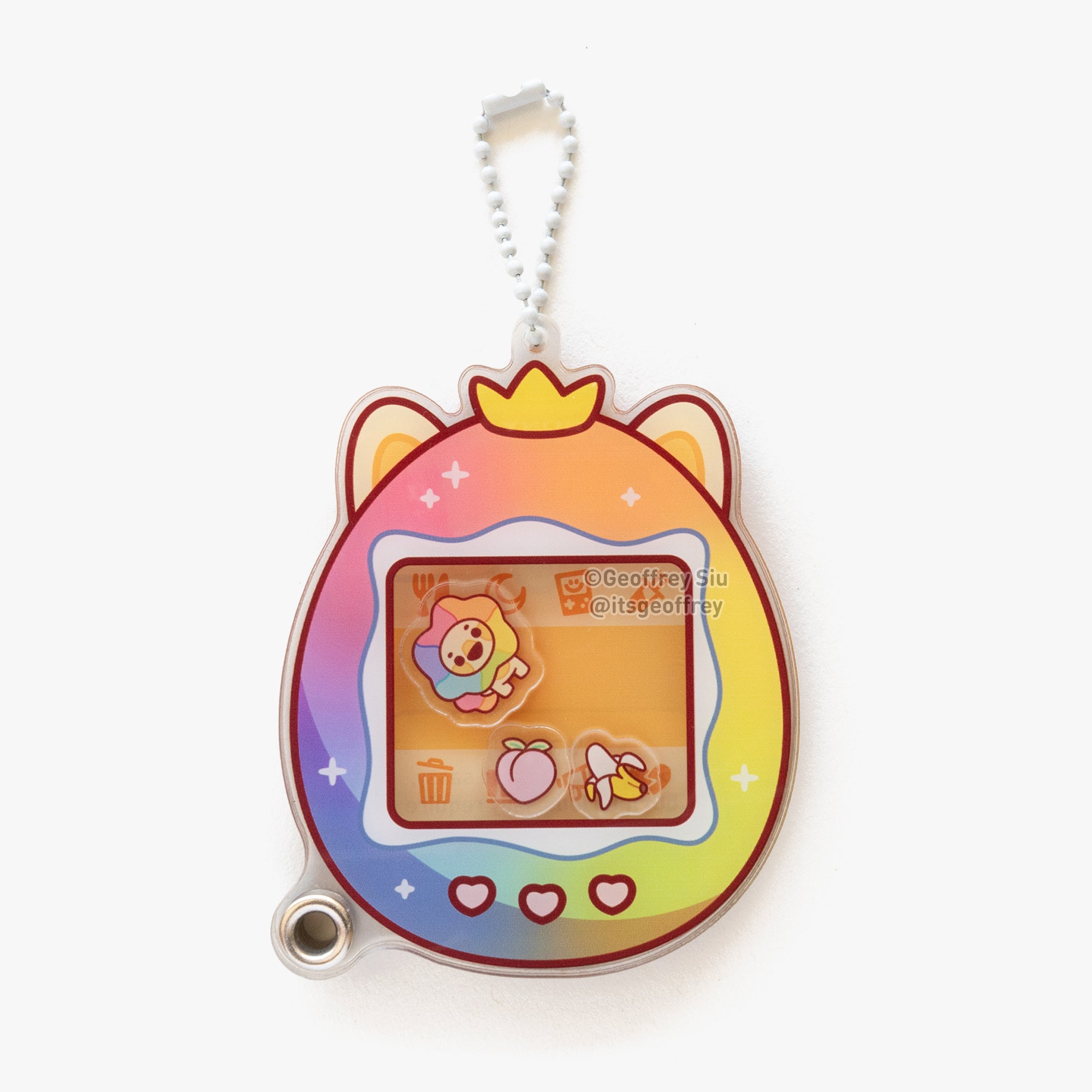 Rainbow Lion Virtual Pet Fillable Shaker Keychain