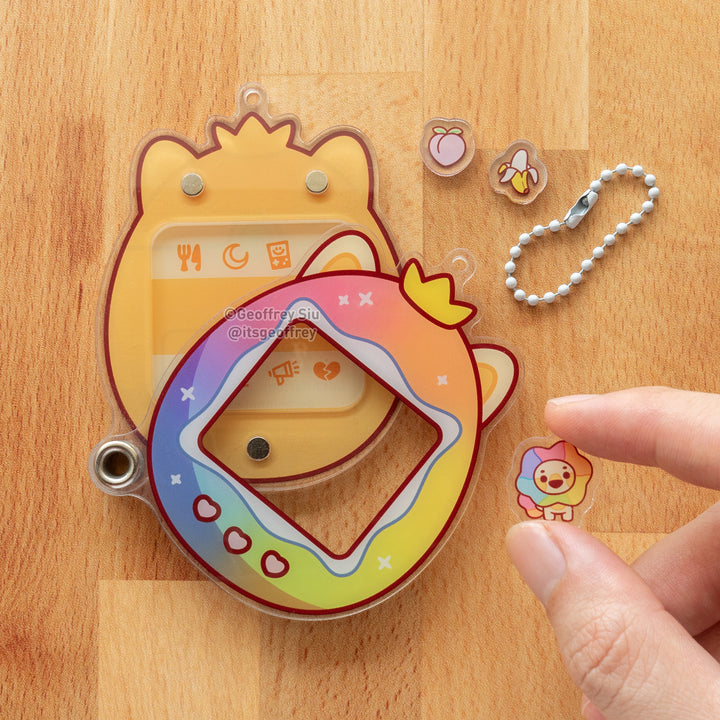 Rainbow Lion Virtual Pet Fillable Shaker Keychain