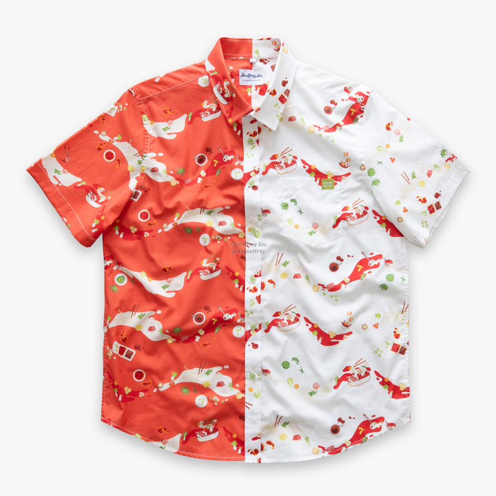 Color Block Hot Pot Button-Up Shirt