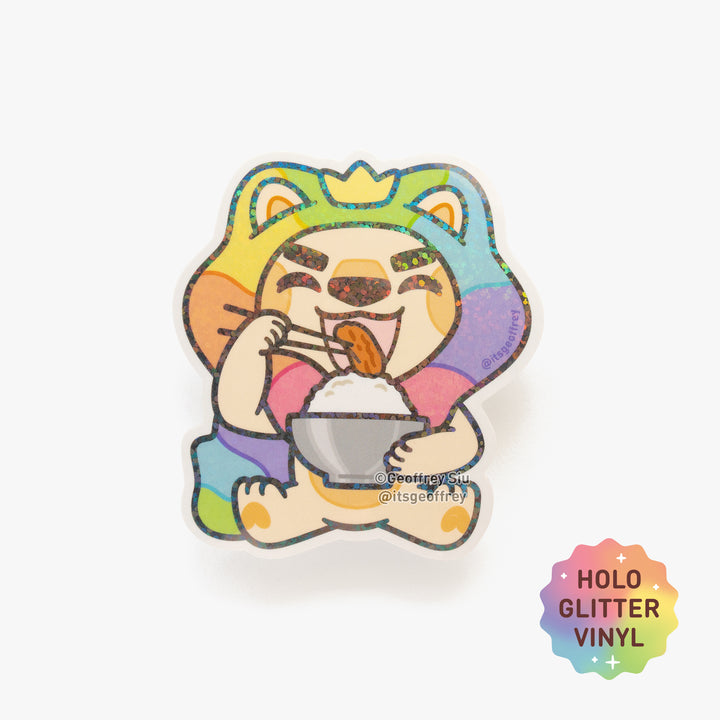 Super Hungry Steve Glitter Sticker (3")