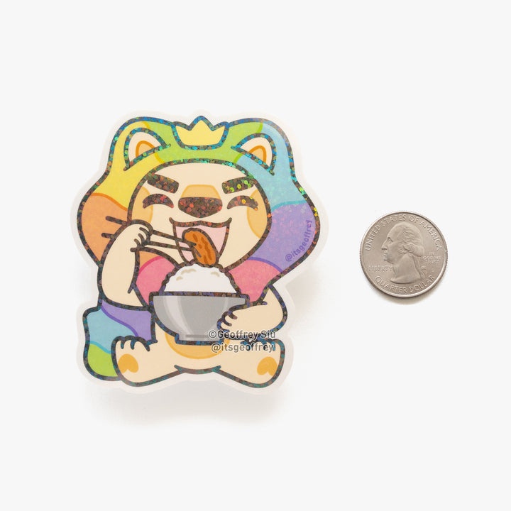 Super Hungry Steve Glitter Sticker (3")