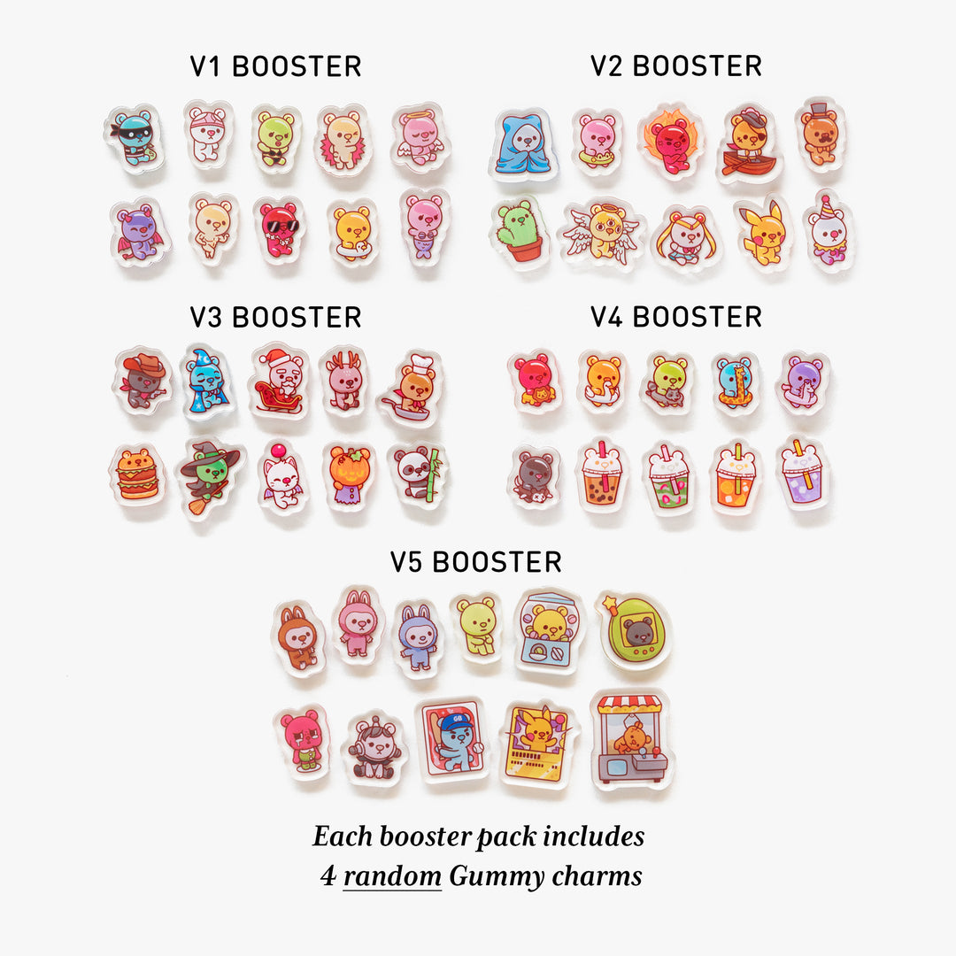 Gummy Bear Fillable Keychain Charms Blind Booster Packs
