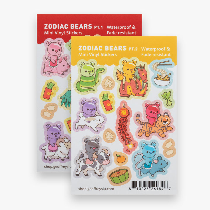 Zodiac Bears Mini Vinyl Sticker Sheets